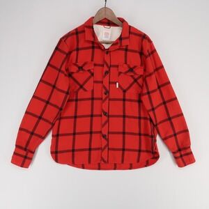 Topo Designs Mountain Shirt‎ Mens L Red Plaid Organic Cotton Flannel Long Sleeve